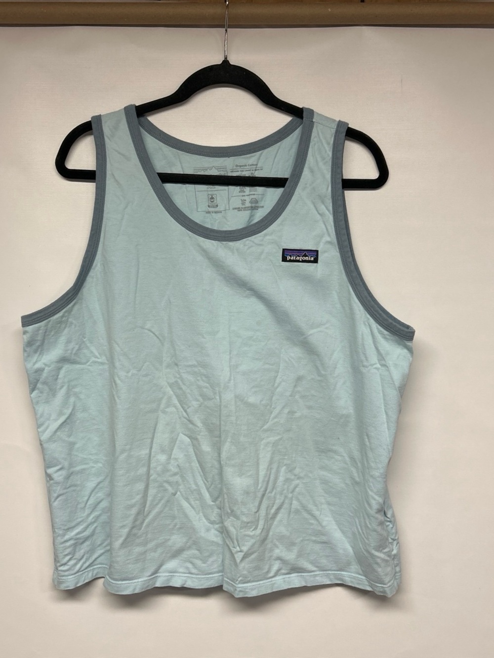 Patagonia Women's Pale Aqua Tank with Gray Trim
